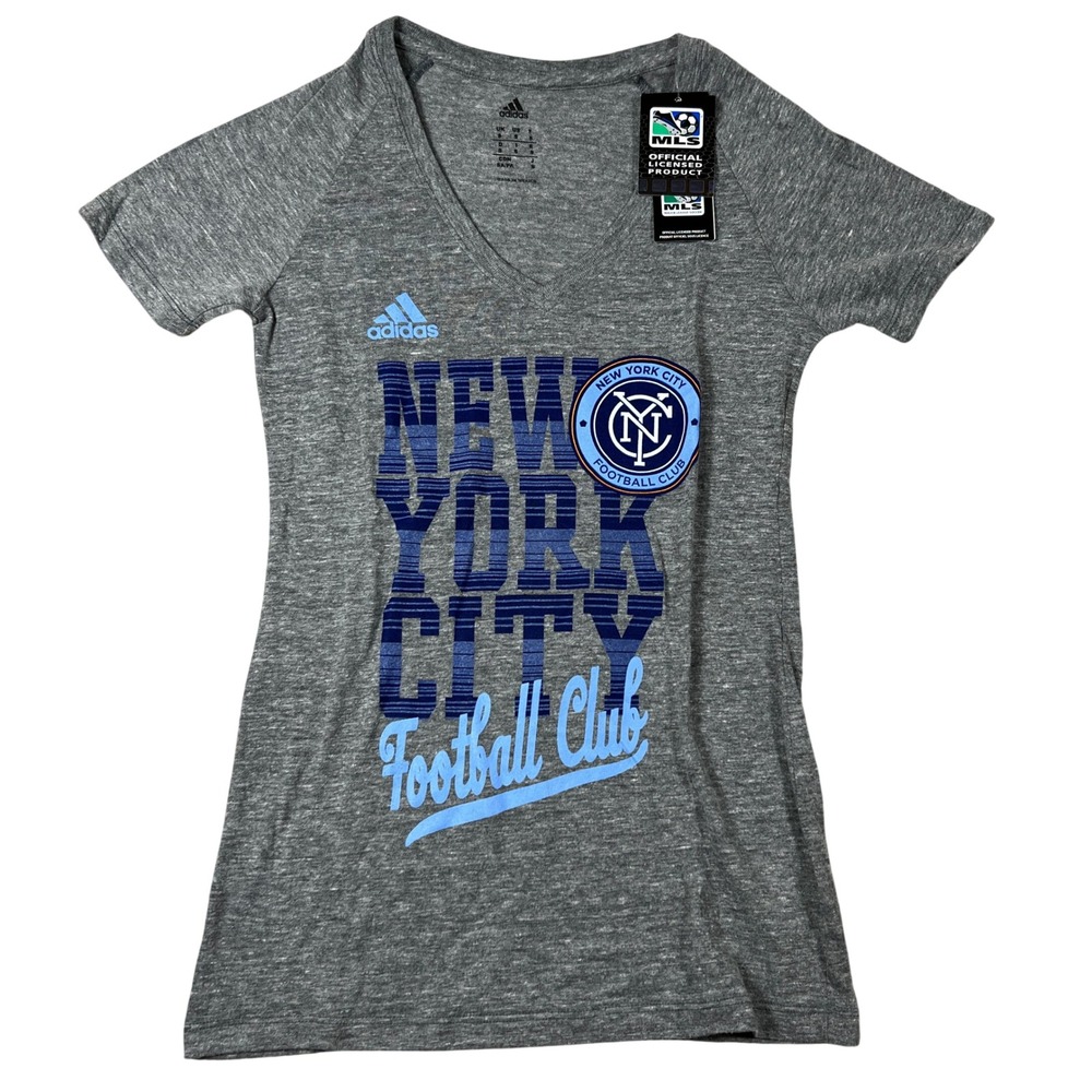 Adidas NYCFC‎ New York City Football Club MLS Womens T-Shirt Gray Small NEW